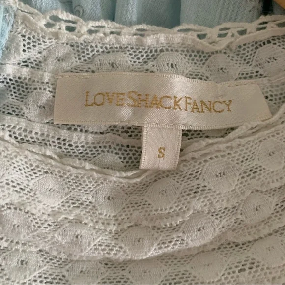 LoveShackFancy Light Blue Puff Sleeve Blouse - Picture 12 of 13